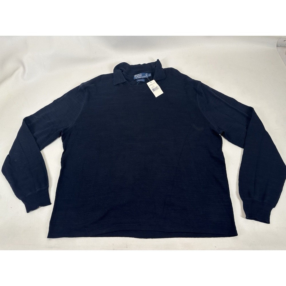 Polo Ralph Lauren Long Sleeve Shirt Blue Italian Yarn Collared Cotton Size XXL